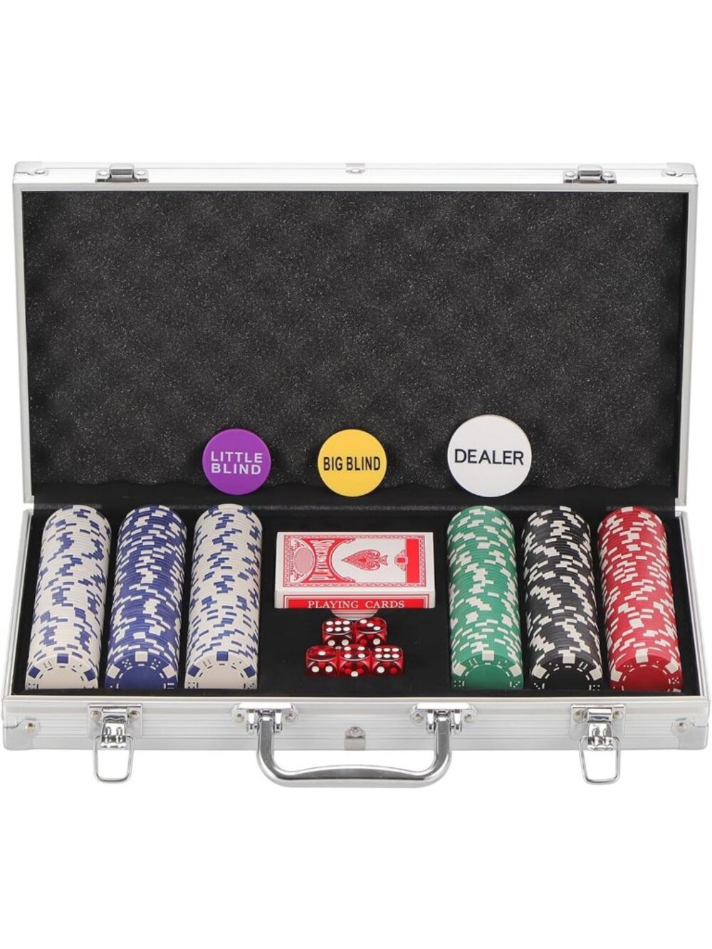 300 Pcs Professional Poker Chip Set with Case, Cards, Dice & Blind Buttons